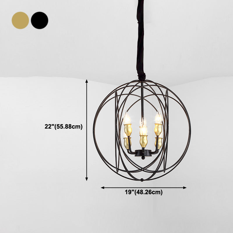 Wrought Iron Hanging Pendant Lights Vintage Global Hanging Lamps for Living Room