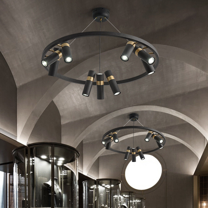 Multi Light Chandelier Metal Postmodern Black Pendant Lighting Fixtures for Bedroom