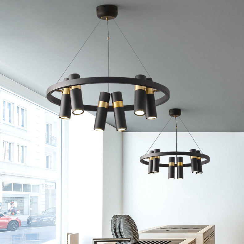 Multi Light Chandelier Metal Postmodern Black Pendant Lighting Fixtures for Bedroom