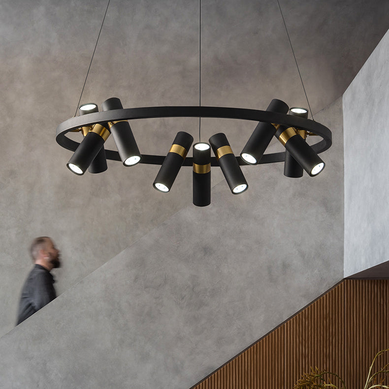 Multi Light Chandelier Metal Postmodern Black Pendant Lighting Fixtures for Bedroom