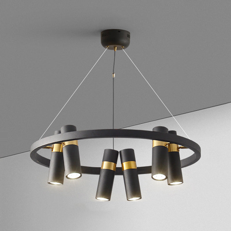 Multi Light Chandelier Metal Postmodern Black Pendant Lighting Fixtures for Bedroom