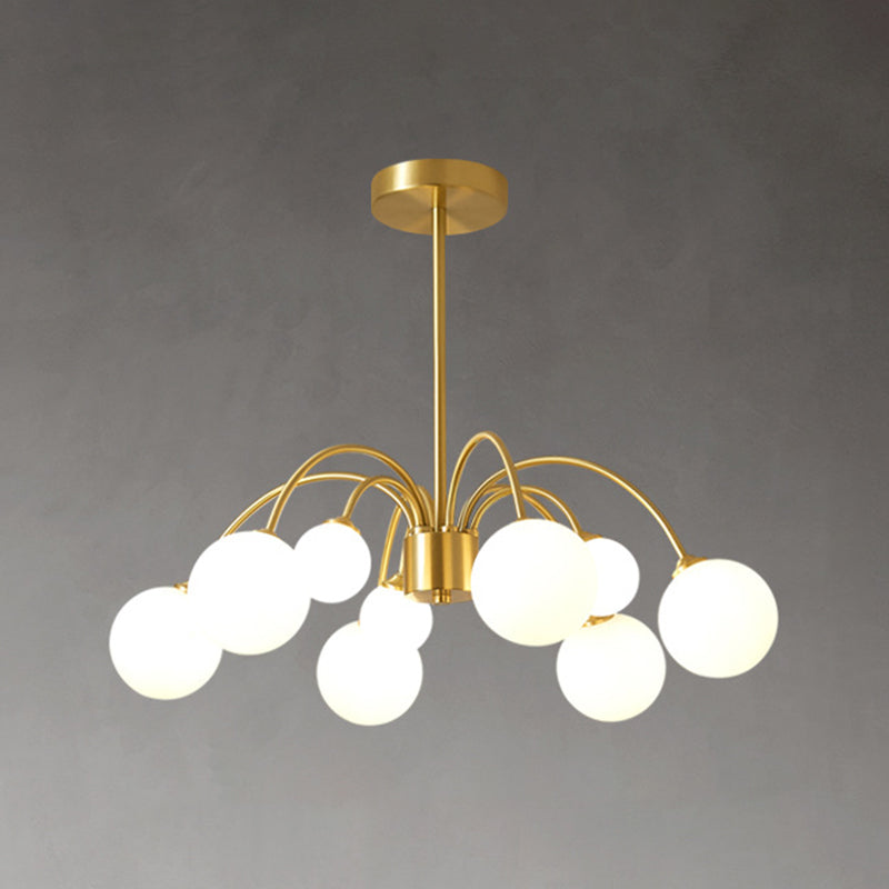 Gold Multi Head Chandelier Light Fixtures Simple Glass Hanging Chandelier for Living Room