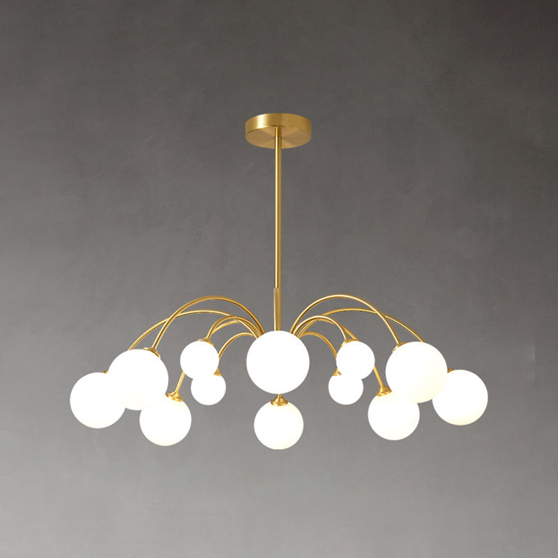 Gold Multi Head Chandelier Light Fixtures Simple Glass Hanging Chandelier for Living Room