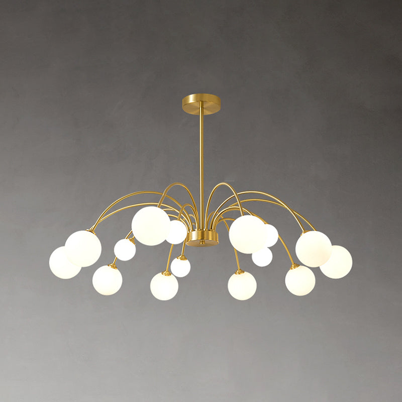 Gold Multi Head Chandelier Light Fixtures Simple Glass Hanging Chandelier for Living Room