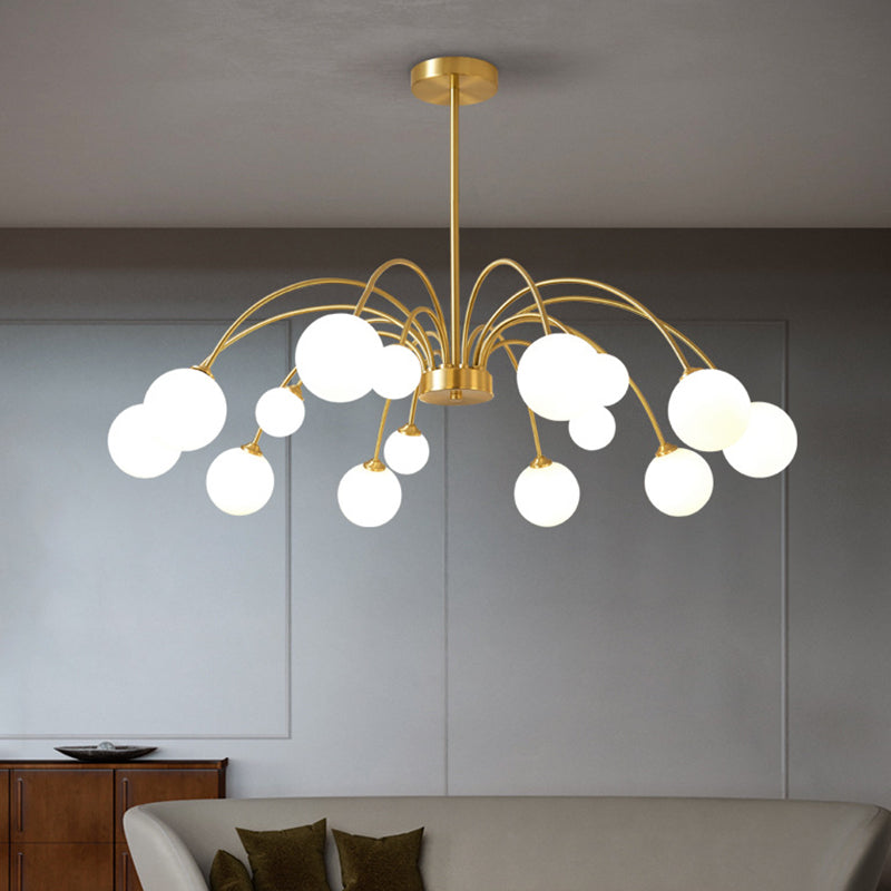 Gold Multi Head Chandelier Light Fixtures Simple Glass Hanging Chandelier for Living Room