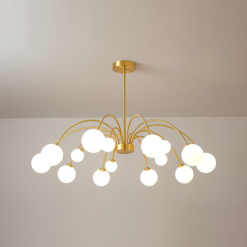 Gold Multi Head Chandelier Light Fixtures Simple Glass Hanging Chandelier for Living Room