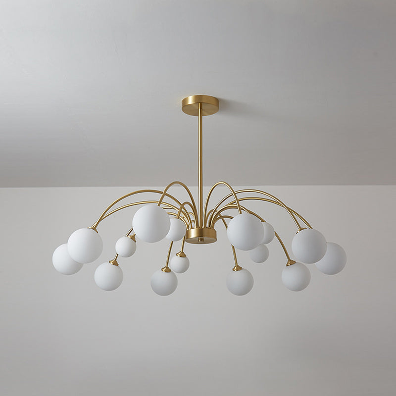 Gold Multi Head Chandelier Light Fixtures Simple Glass Hanging Chandelier for Living Room