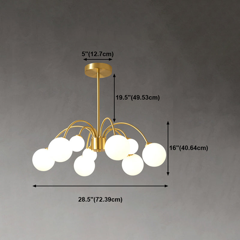 Gold Multi Head Chandelier Light Fixtures Simple Glass Hanging Chandelier for Living Room