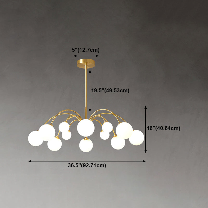 Gold Multi Head Chandelier Light Fixtures Simple Glass Hanging Chandelier for Living Room