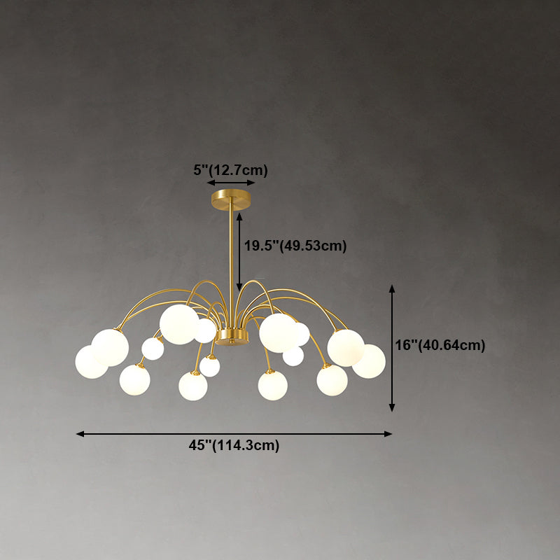 Gold Multi Head Chandelier Light Fixtures Simple Glass Hanging Chandelier for Living Room