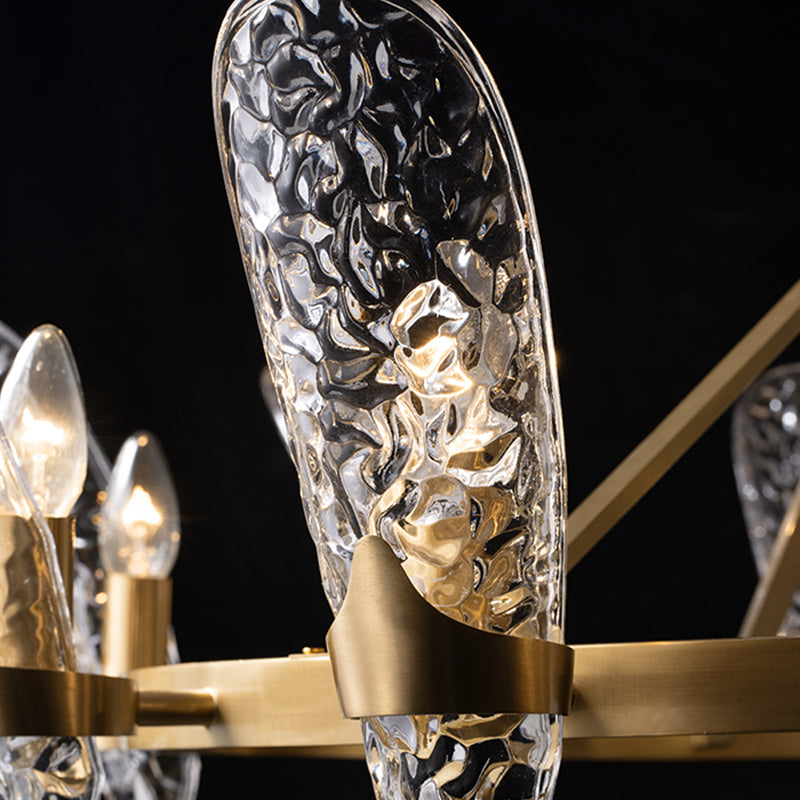 Glazen kroonluchter met meerdere hoofden, moderne hangende kroonluchter voor zitkamer