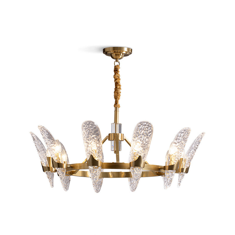 Glazen kroonluchter met meerdere hoofden, moderne hangende kroonluchter voor zitkamer