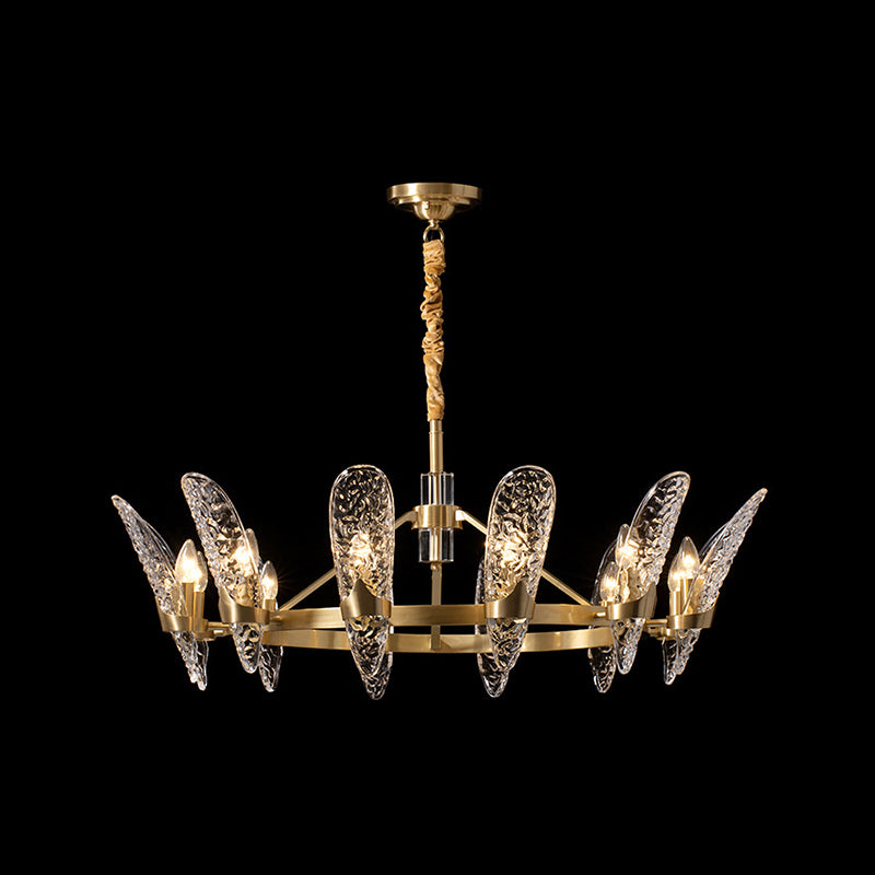 Glazen kroonluchter met meerdere hoofden, moderne hangende kroonluchter voor zitkamer