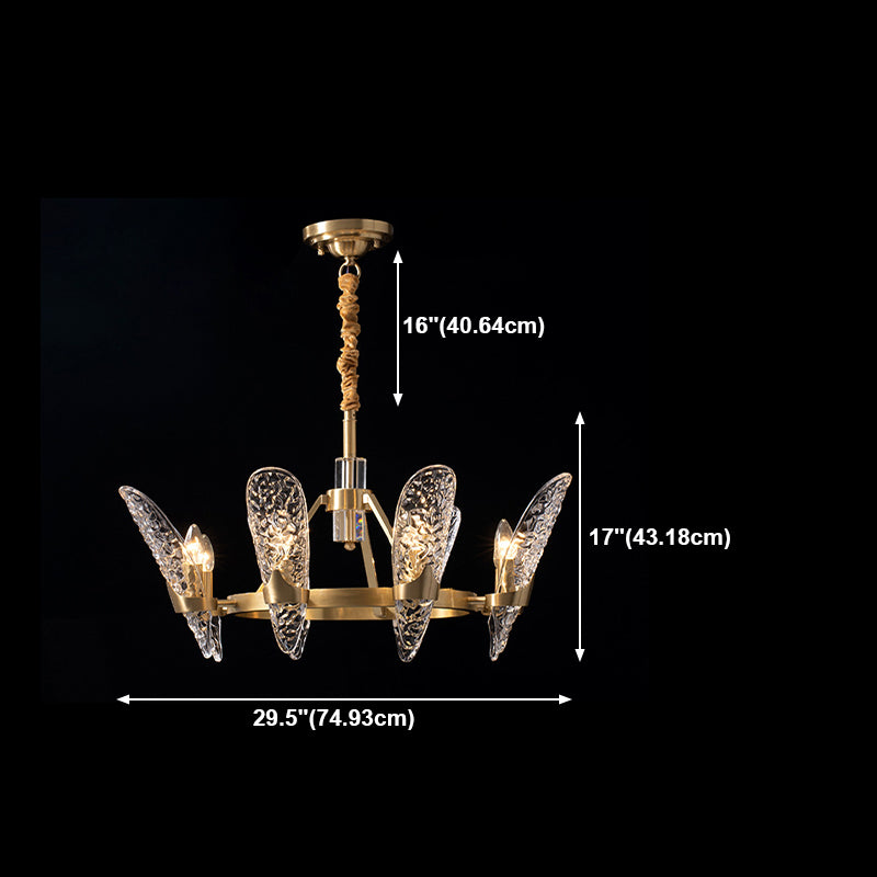 Glazen kroonluchter met meerdere hoofden, moderne hangende kroonluchter voor zitkamer