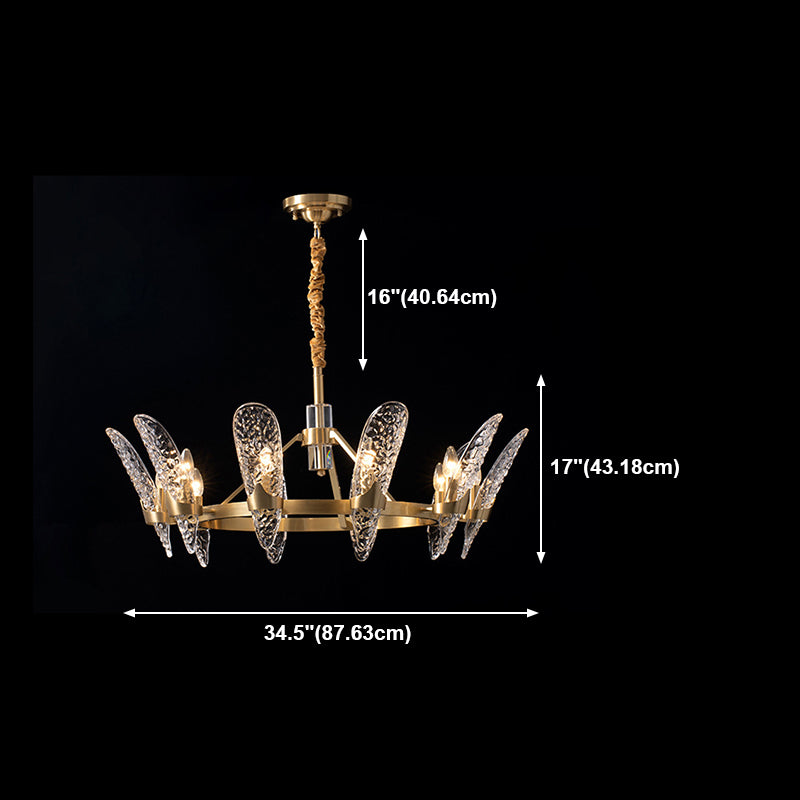 Glazen kroonluchter met meerdere hoofden, moderne hangende kroonluchter voor zitkamer