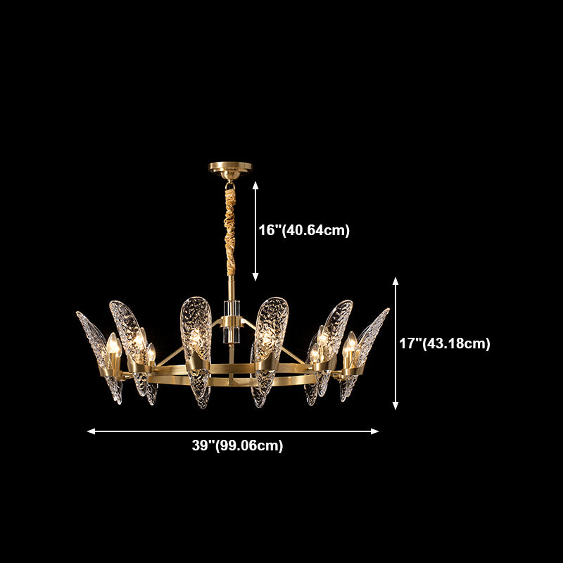 Glazen kroonluchter met meerdere hoofden, moderne hangende kroonluchter voor zitkamer
