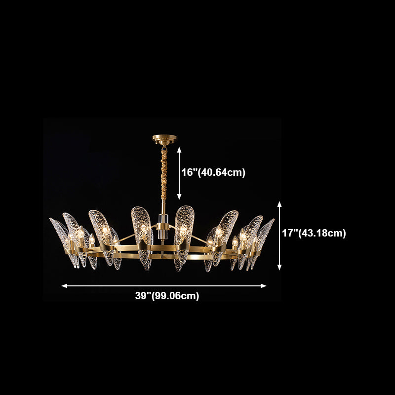 Glazen kroonluchter met meerdere hoofden, moderne hangende kroonluchter voor zitkamer