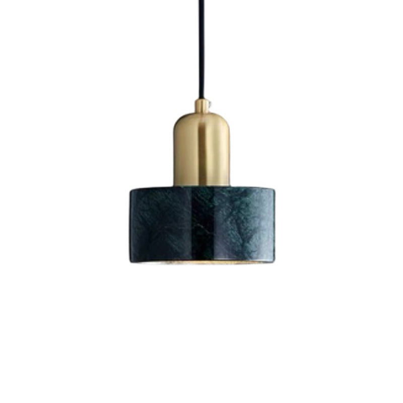 Brass Finish Small Pendant Light Nordic 1-Bulb Marble Suspension Lamp for Bedroom