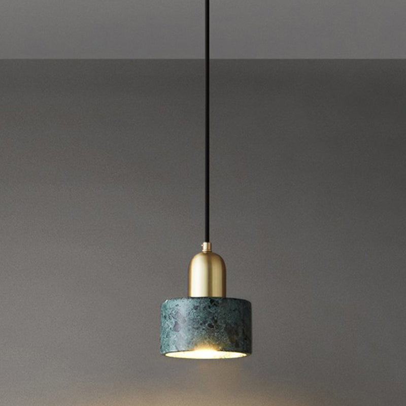 Brass Finish Small Pendant Light Nordic 1-Bulb Marble Suspension Lamp for Bedroom