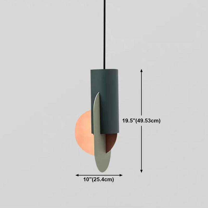 Geometric Cafe Pendant Light Metal Metal 1-Light Macaron Style Drop Lampe en vert-rose-rose
