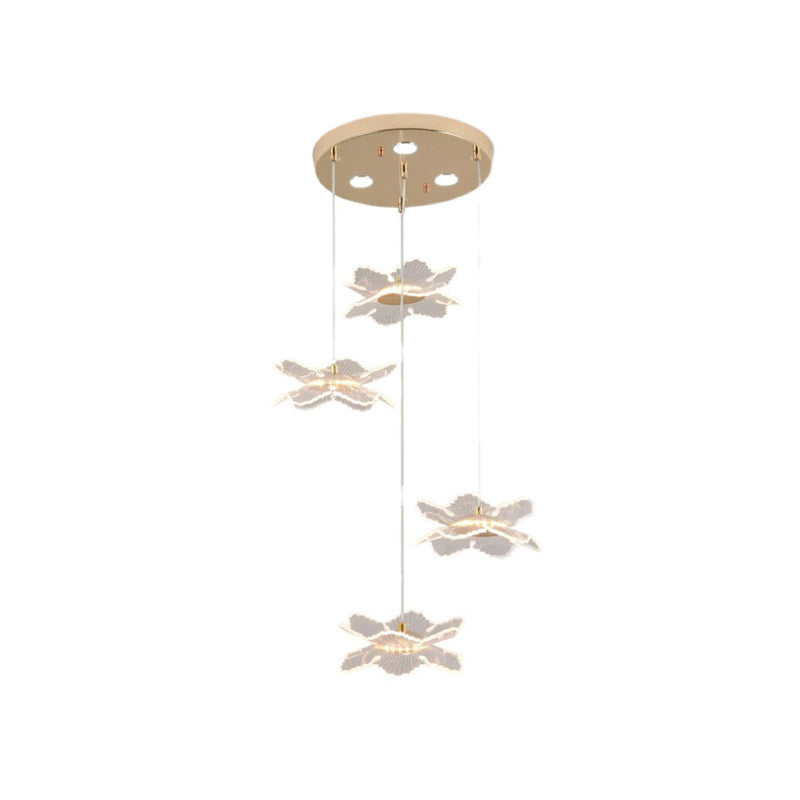 Acrylic Floral Pendant Lighting Modern LED Gold Hanging Lamp for Dining Room