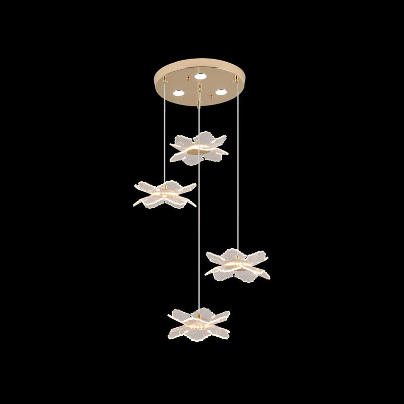 Acrylic Floral Pendant Lighting Modern LED Gold Hanging Lamp for Dining Room