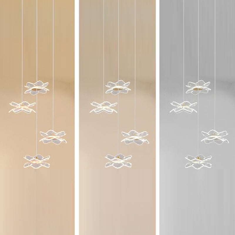 Acrylic Floral Pendant Lighting Modern LED Gold Hanging Lamp for Dining Room