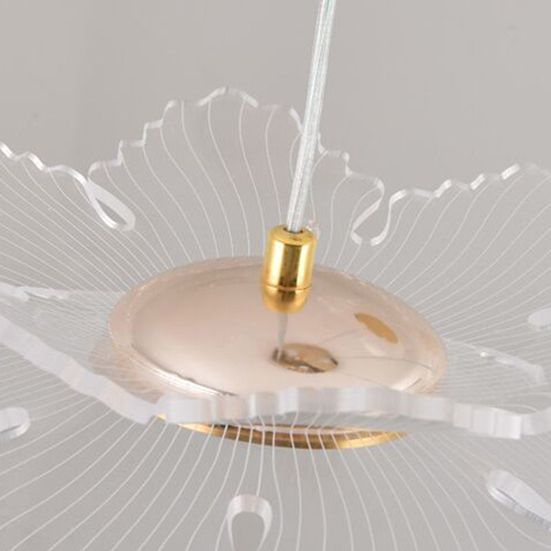 Acrylic Floral Pendant Lighting Modern LED Gold Hanging Lamp for Dining Room