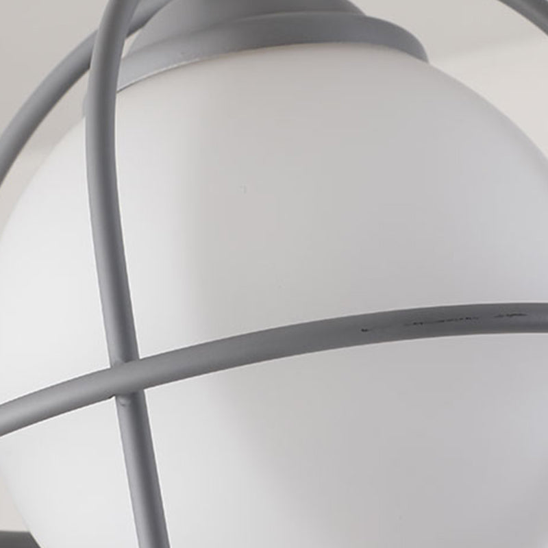 Glass Ball Pendant Light Macaron Style 1-Light Hanging Light with Cage