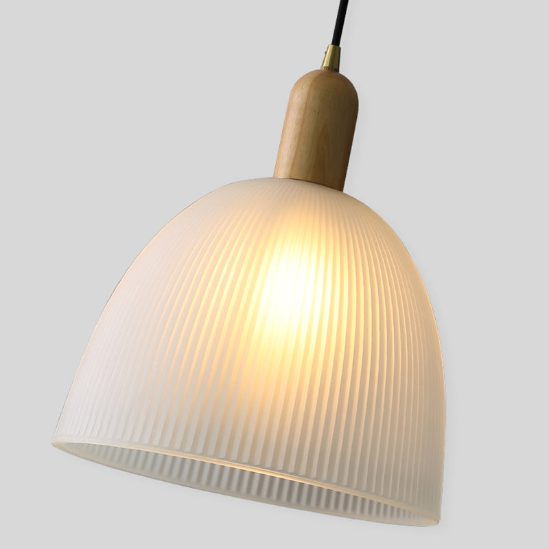 Modern Minimalist Glass Hanging Light Wooden Pendant Lighting Fixture for Sitting Room