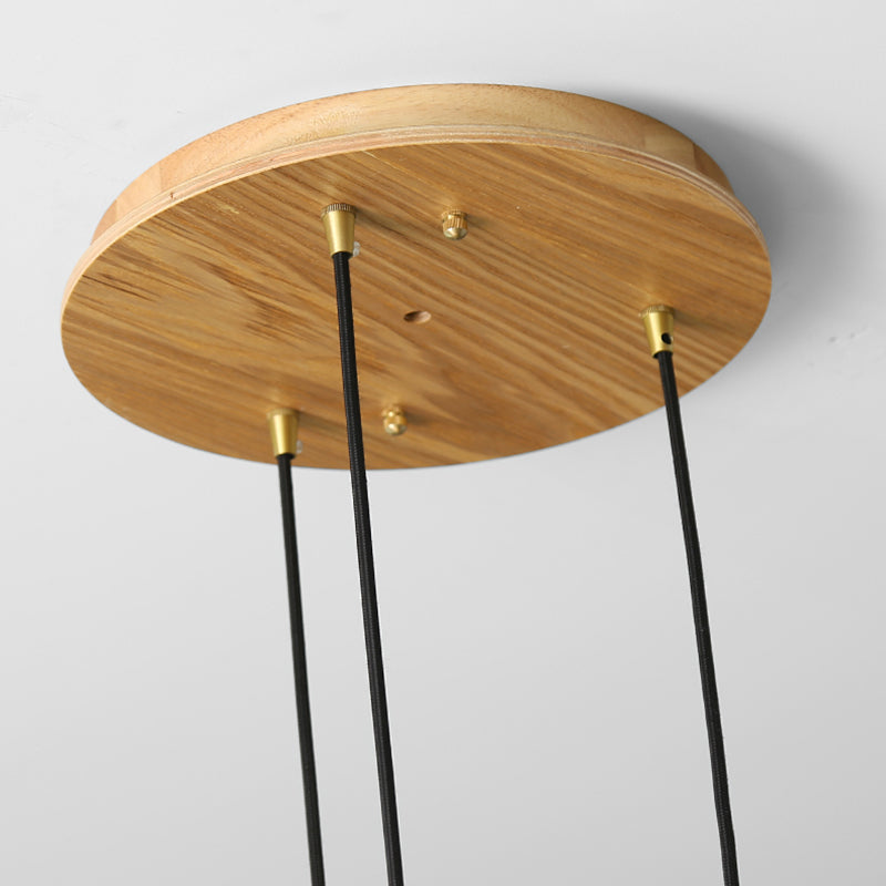 Modern Minimalist Glass Hanging Light Wooden Pendant Lighting Fixture for Sitting Room