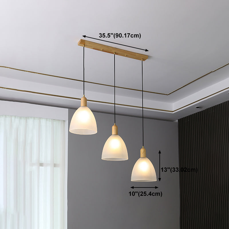 Modern Minimalist Glass Hanging Light Wooden Pendant Lighting Fixture for Sitting Room