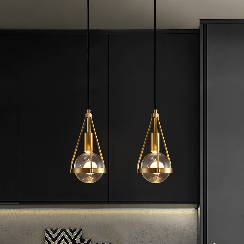 Luz colgante contemporánea Fixtura de iluminación de colgante de cristal simple para sala de estar