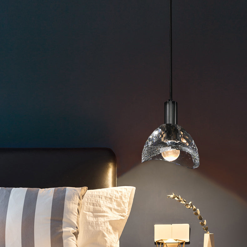 Luz colgante contemporánea Fixtura de iluminación de colgante de cristal simple para sala de estar