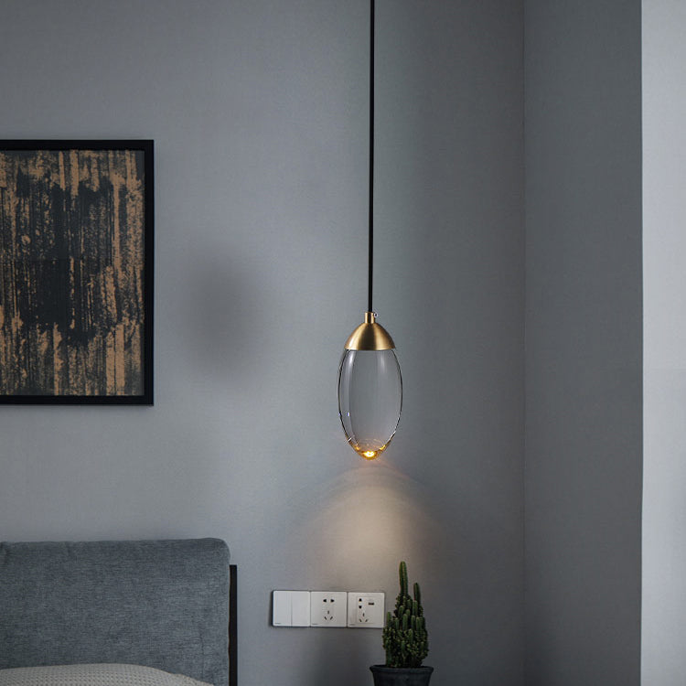 Luz colgante contemporánea Fixtura de iluminación de colgante de cristal simple para sala de estar