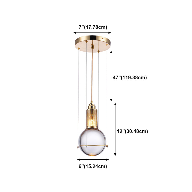 Luz colgante contemporánea Fixtura de iluminación de colgante de cristal simple para sala de estar