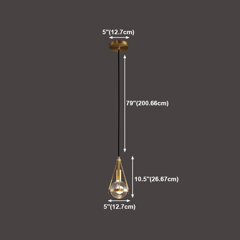 Luz colgante contemporánea Fixtura de iluminación de colgante de cristal simple para sala de estar