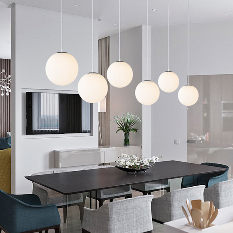 Ball Hanging Lights Industrial Style Glass 1 Light Pendant Light Kit in White