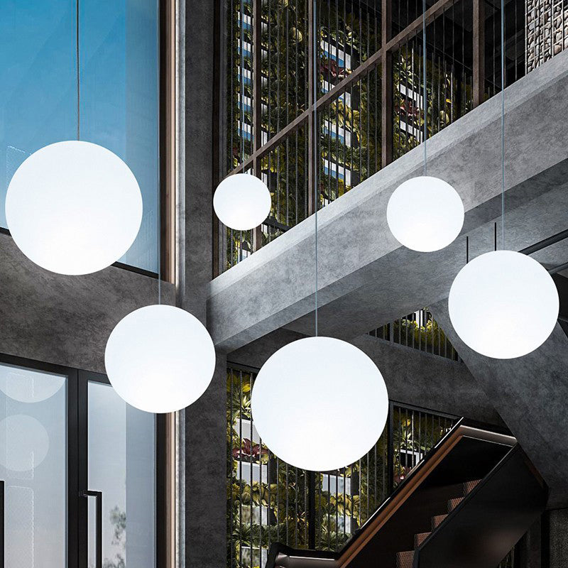 Ball Hanging Lights Industrial Style Glass 1 Light Pendant Light Kit in White