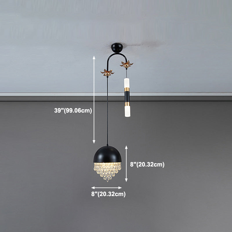 Multi Lights Geometric Suspension Pendant Modern Style Crystal Down Lighting