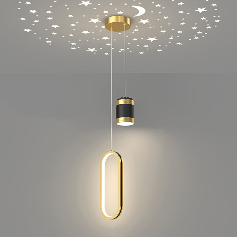 Metal Geometric Pendant Light Modern 2 Lights LED Hanging Pendant for Living Room