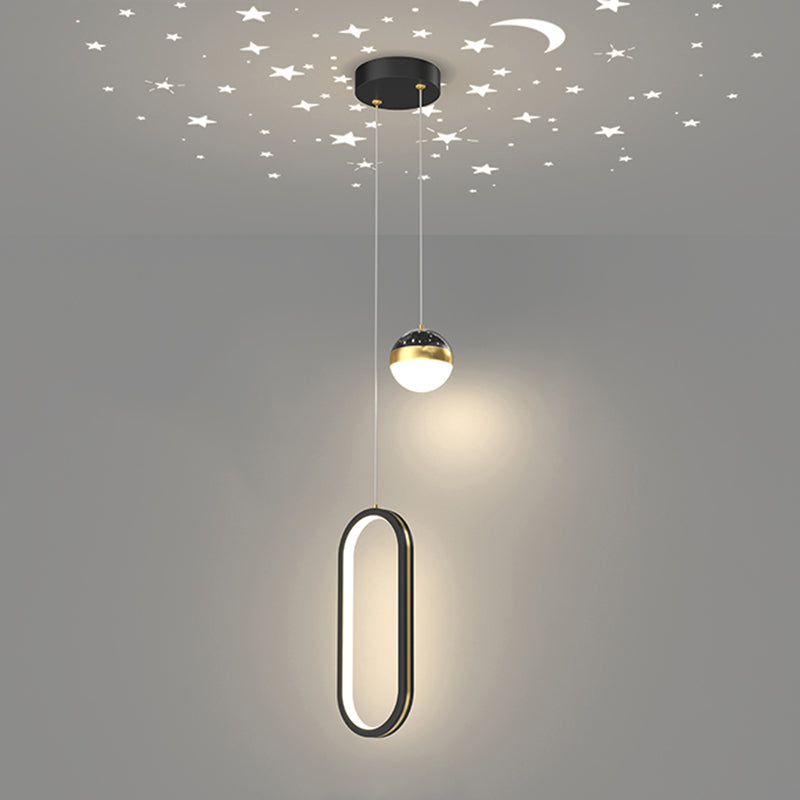 Metal Geometric Pendant Light Modern 2 Lights LED Hanging Pendant for Living Room