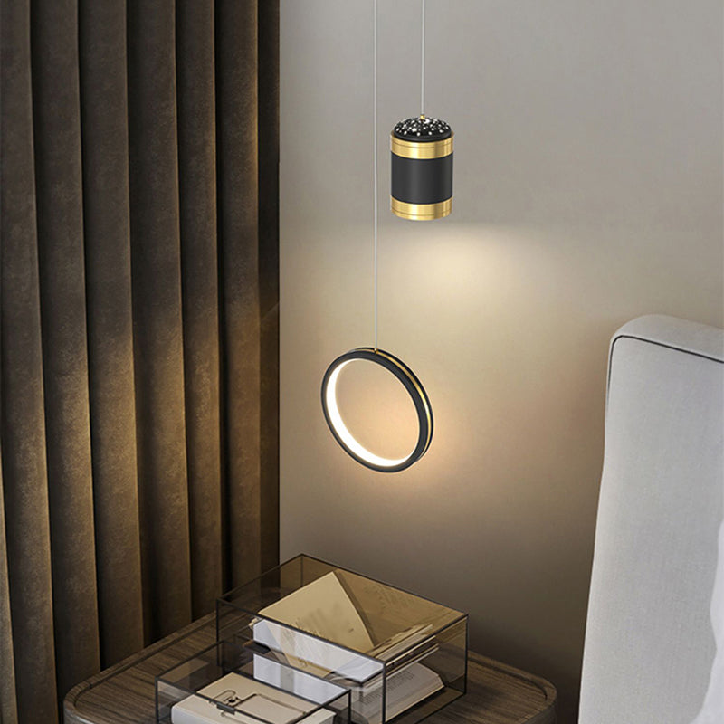 Metal Geometric Pendant Light Modern 2 Lights LED Hanging Pendant for Living Room