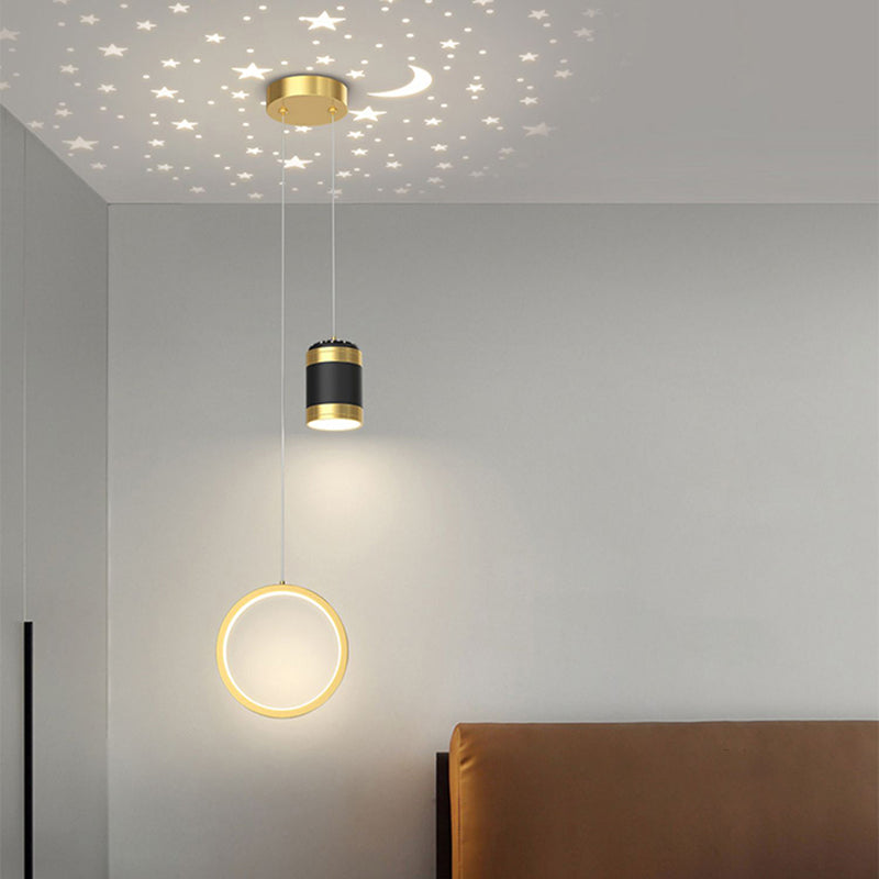 Metal Geometric Pendant Light Modern 2 Lights LED Hanging Pendant for Living Room