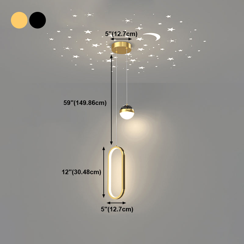 Metal Geometric Pendant Light Modern 2 Lights LED Hanging Pendant for Living Room