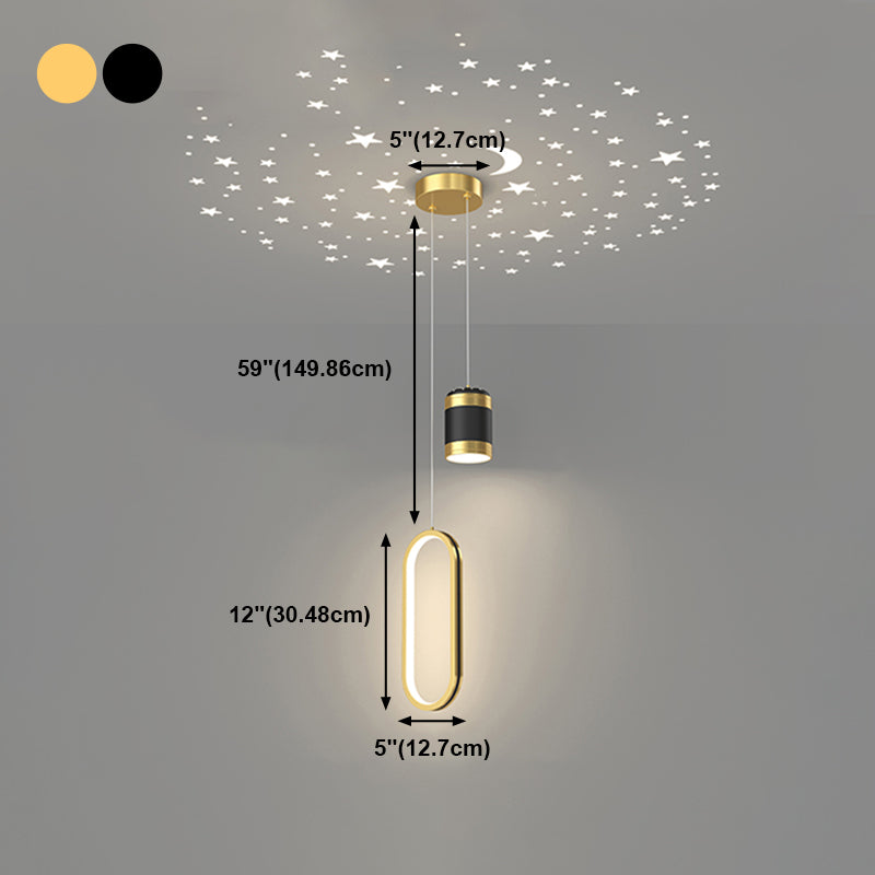 Metal Geometric Pendant Light Modern 2 Lights LED Hanging Pendant for Living Room