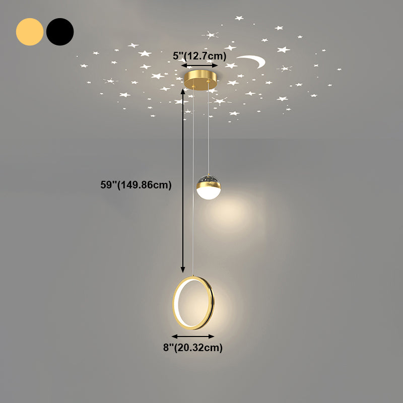 Metal Geometric Pendant Light Modern 2 Lights LED Hanging Pendant for Living Room