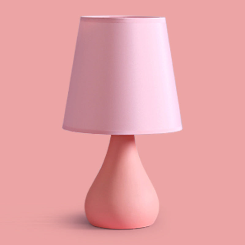 Macaron Cone Shape Table Light Fabric Bedroom Night Table Lamp