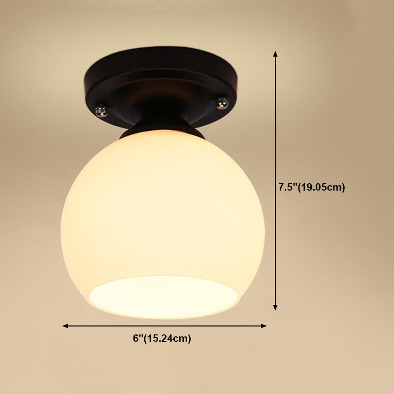 Glass Black Ceiling Mount Light Fixture Round Simplicity Close to Ceiling Lamp