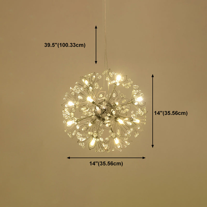Modern Style Chandelier Light Crystal Sphere Multi Head Pendant Light for Living Room